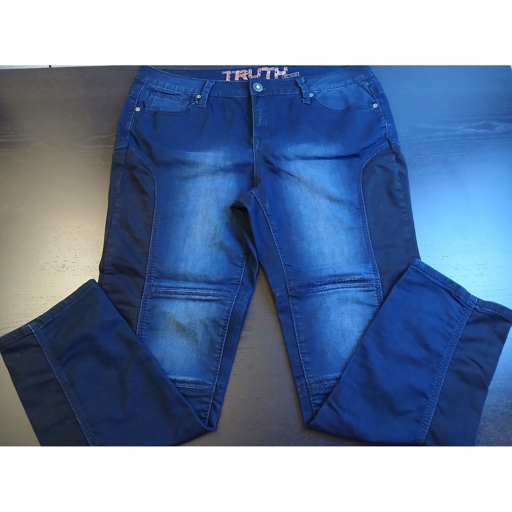 Truth Be Told Honest Low Rise Moto Skinny Jeans Dark Wash Blue Size 20